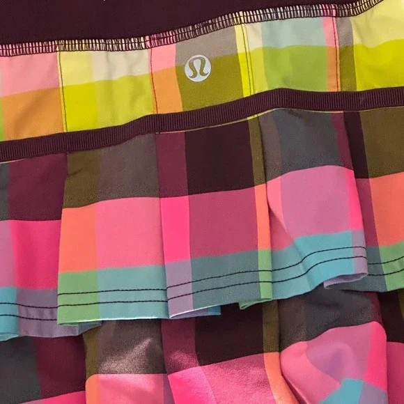 LULULEMON Pace Setter Skirt sea check plaid plum pink size 6 - Picture 12 of 12